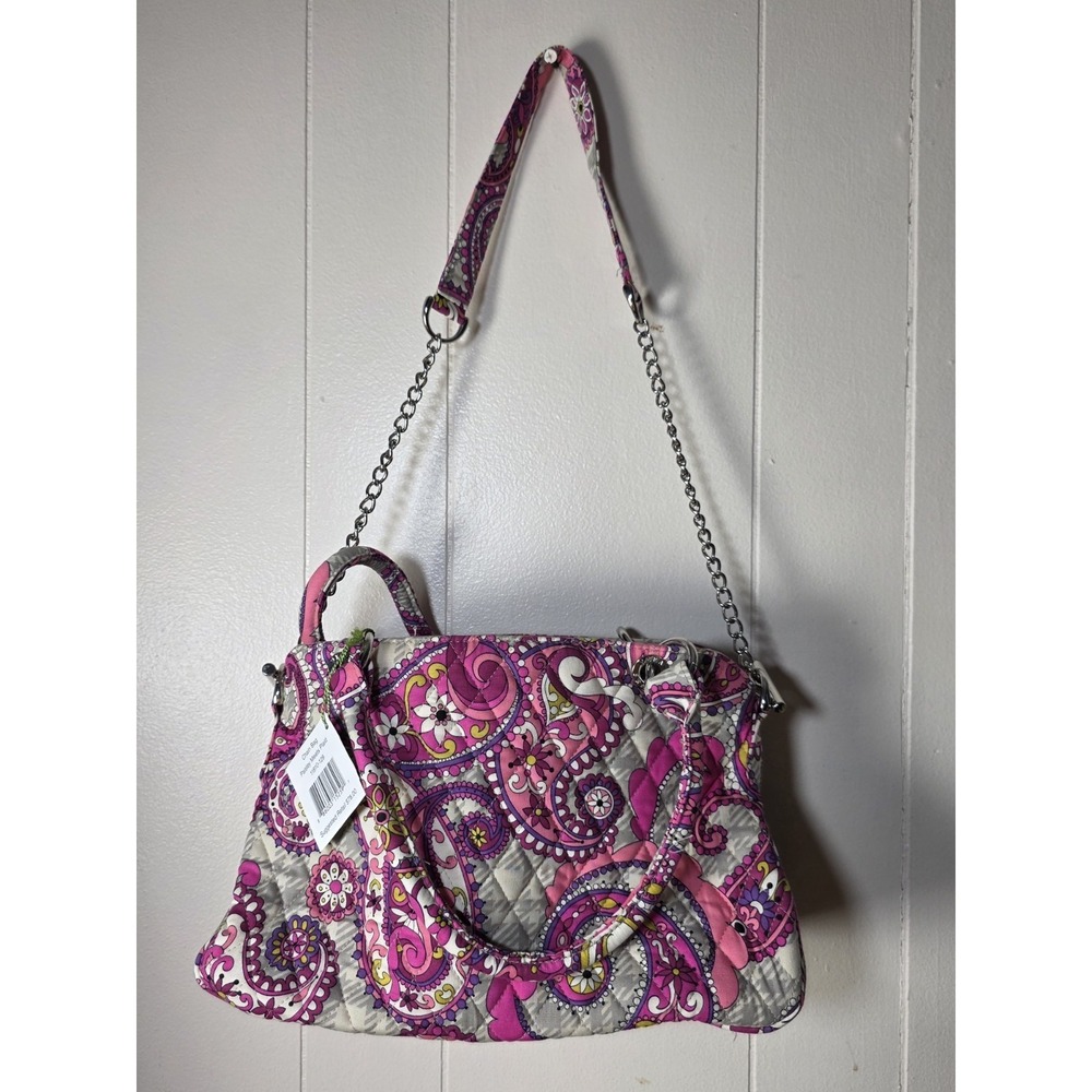 Vera Bradley Paisley Chain Bag Pink Quilted Shoulder Handbag Purse - Picture 3 of 5